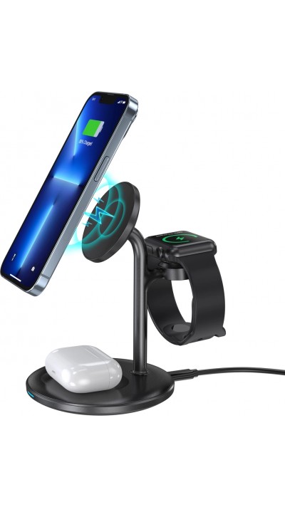 Choetech T585-F - Station de charge sans fil 3 en 1 magnétique pour iPhone / AirPods Pro / Apple Watch - Noir