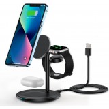 Choetech T585-F - Station de charge sans fil 3 en 1 magnétique pour iPhone / AirPods Pro / Apple Watch - Noir
