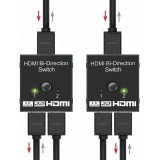 Commutateur HDMI 2.0 bidirectionnel 2x1 / 1x2 4K UHD Switch HDMI double port haute vitesse répartiteur audio vidéo - Noir