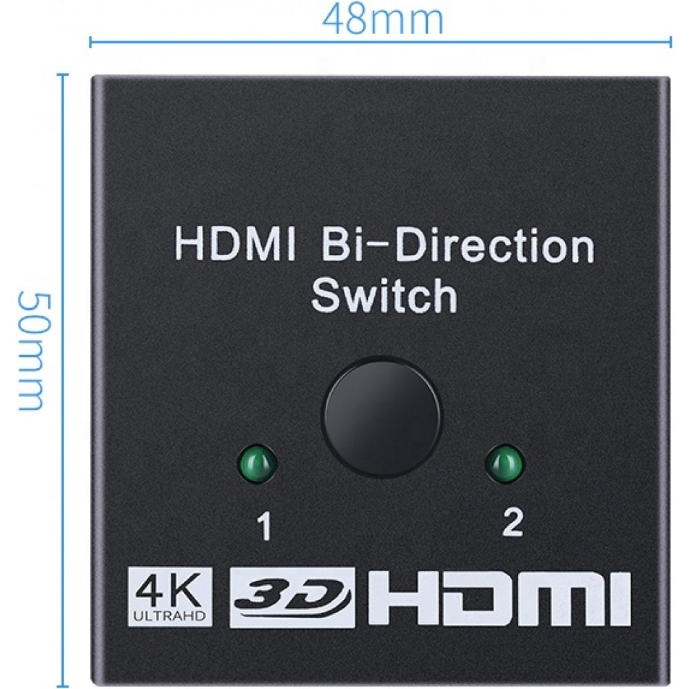 Commutateur HDMI 2.0 bidirectionnel 2x1 / 1x2 4K UHD Switch HDMI double port haute vitesse répartiteur audio vidéo - Noir