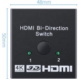 Commutateur HDMI 2.0 bidirectionnel 2x1 / 1x2 4K UHD Switch HDMI double port haute vitesse répartiteur audio vidéo - Noir