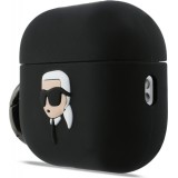 Coque AirPods Pro / Pro 2 - 3D silicone t&ecirc;te Karl Lagerfeld accessoire de protection &eacute;l&eacute;gant - Noir
