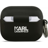 Coque AirPods Pro / Pro 2 - 3D silicone t&ecirc;te Karl Lagerfeld accessoire de protection &eacute;l&eacute;gant - Noir