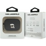 Coque AirPods Pro / Pro 2 - 3D silicone t&ecirc;te Karl Lagerfeld accessoire de protection &eacute;l&eacute;gant - Noir