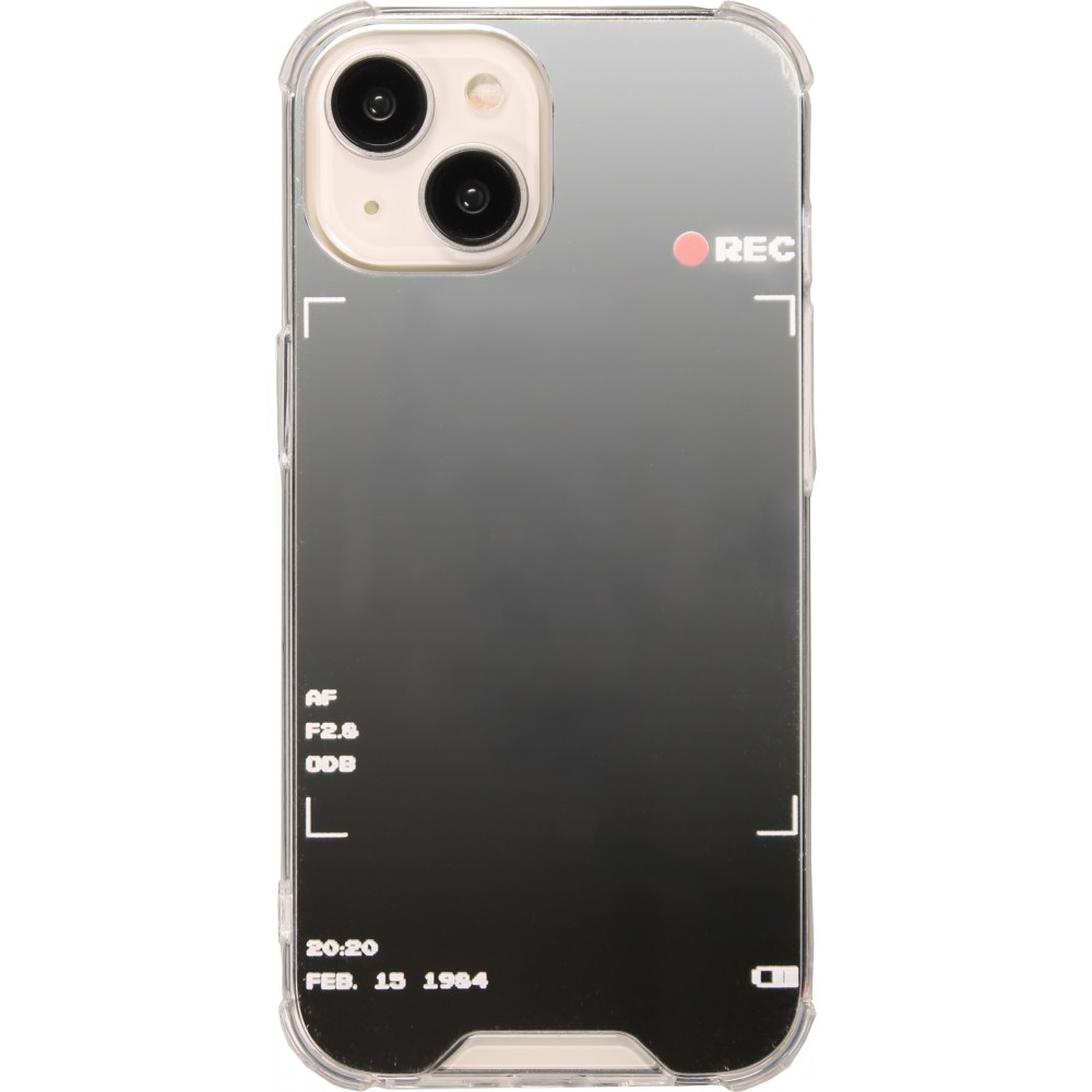 Coque iPhone 14 - Effet miroir caméra en silicone avec coins renforcés - Argent