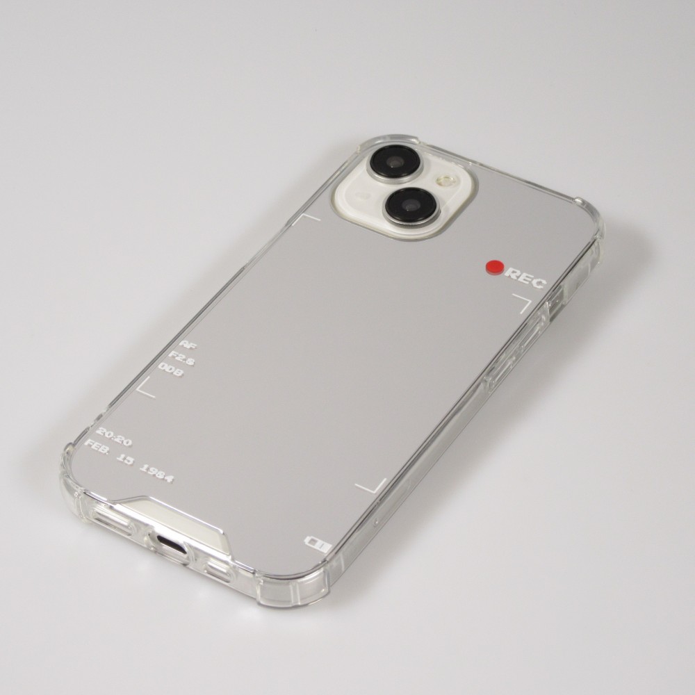 Coque iPhone 14 - Effet miroir caméra en silicone avec coins renforcés - Argent