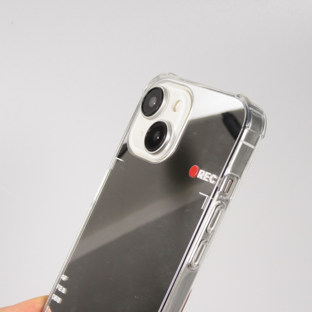 Coque iPhone 14 - Effet miroir caméra en silicone avec coins renforcés - Argent