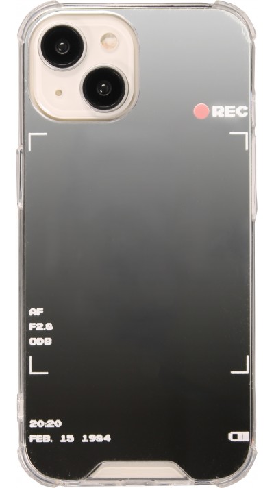 Coque iPhone 15 - Effet miroir caméra en silicone avec coins renforcés - Argent