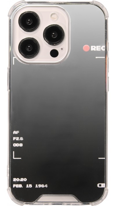 Coque iPhone 15 Pro - Effet miroir caméra en silicone avec coins renforcés - Argent