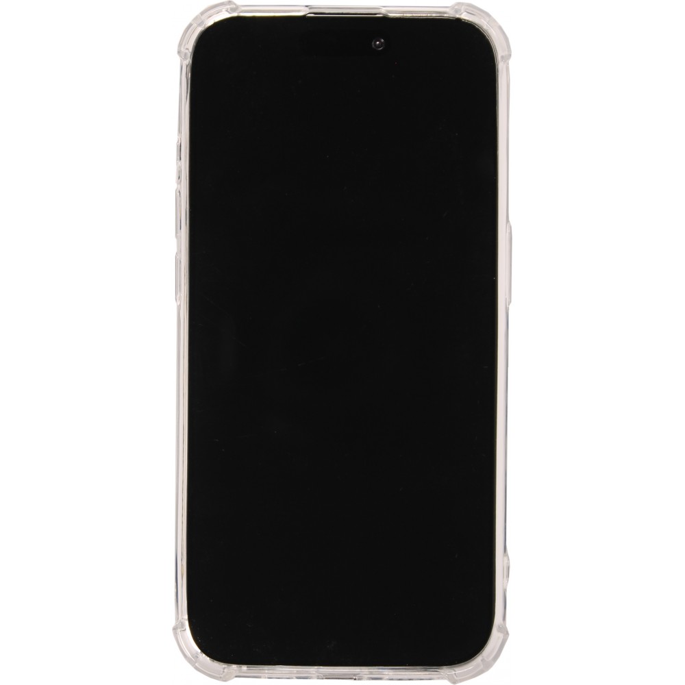 Coque iPhone 15 Pro - Effet miroir caméra en silicone avec coins renforcés - Argent
