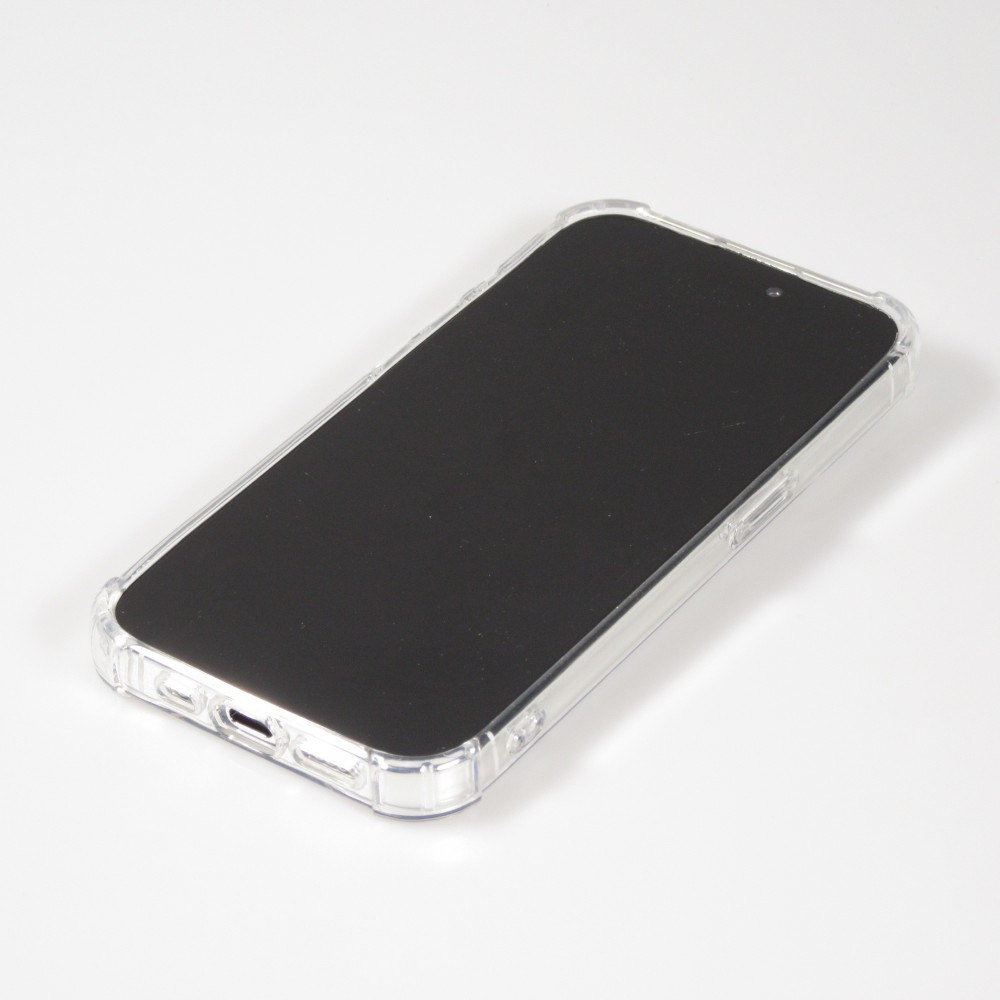 Coque iPhone 15 Pro - Effet miroir caméra en silicone avec coins renforcés - Argent