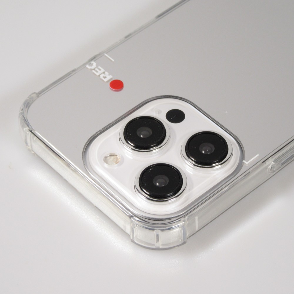 Coque iPhone 15 Pro - Effet miroir caméra en silicone avec coins renforcés - Argent