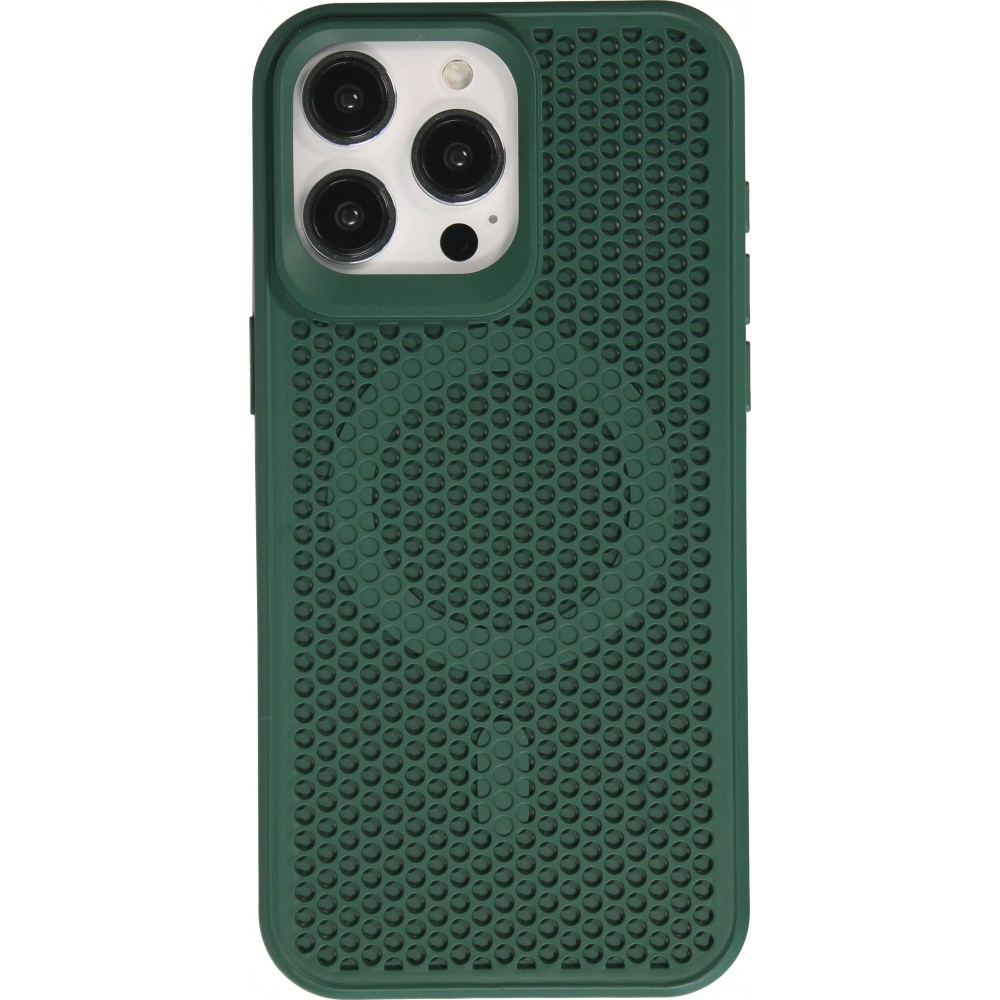 Coque iPhone 15 Pro Max - Ultra-légère et aérée avec look grille compatible MagSafe - Vert