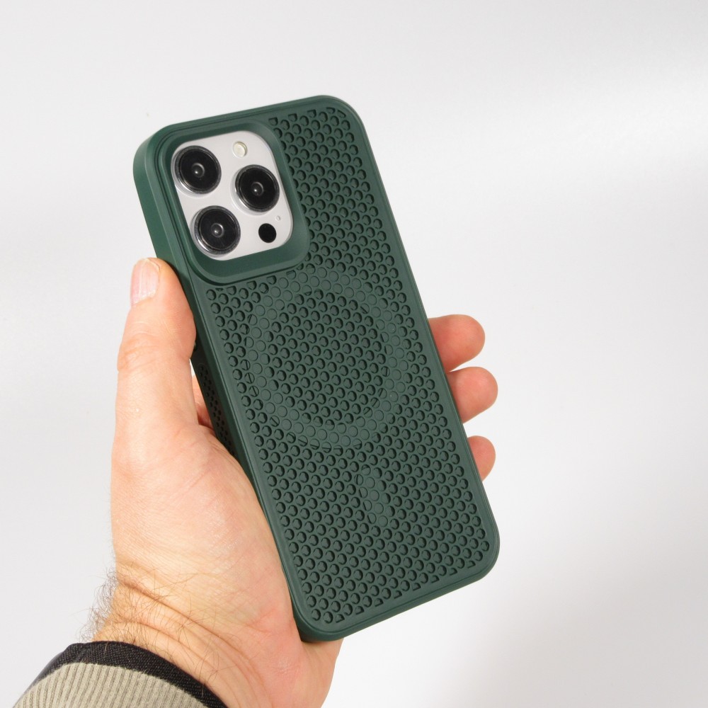 Coque iPhone 15 Pro Max - Ultra-légère et aérée avec look grille compatible MagSafe - Vert