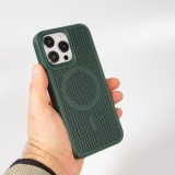 Coque iPhone 15 Pro Max - Ultra-légère et aérée avec look grille compatible MagSafe - Vert