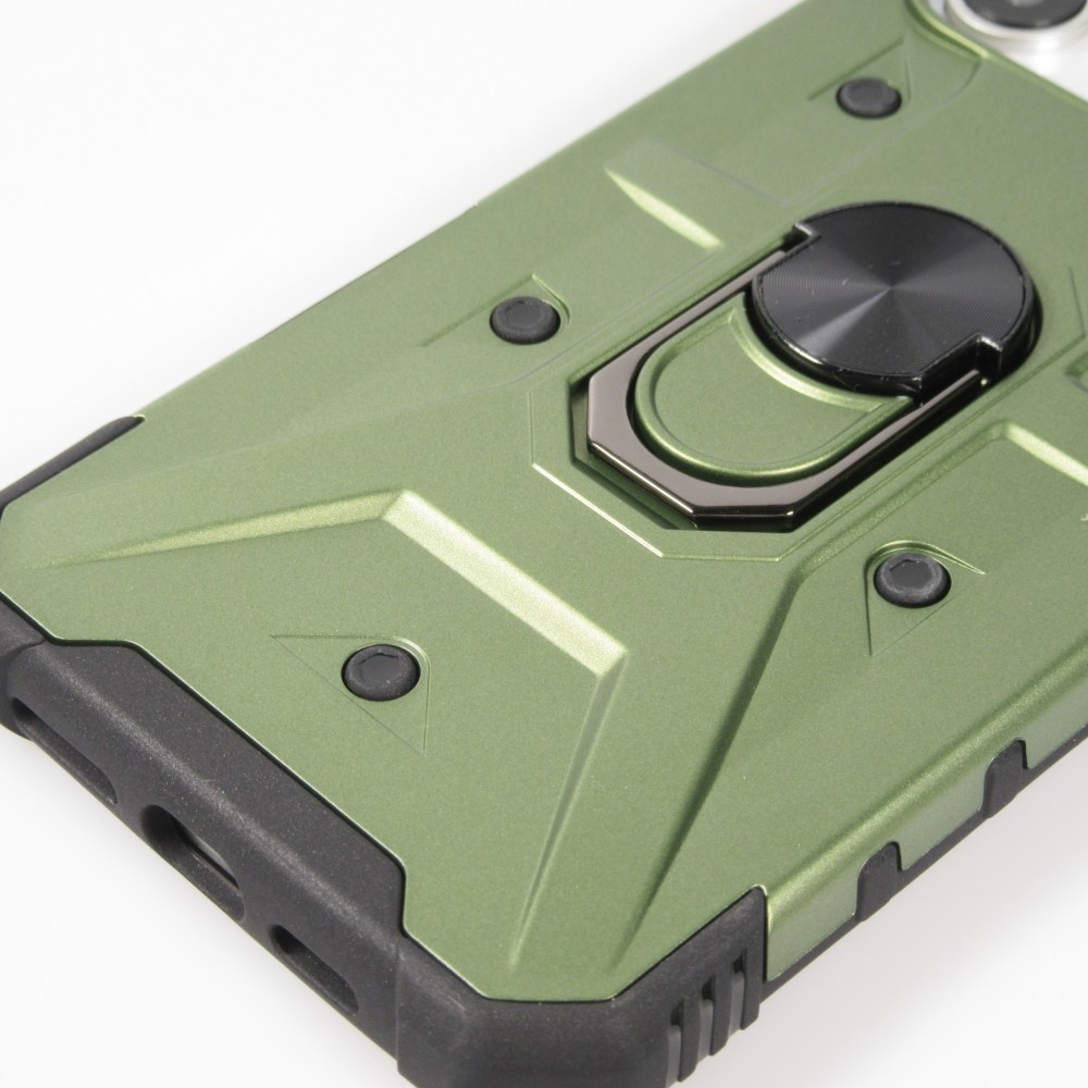 Coque iPhone 16 - Armor avec protection des coins en silicone et anneau de soutien - Vert