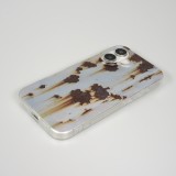 Coque iPhone 16 - Effet rouille vintage en silicone rigide style industriel - Bleu
