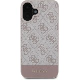 Coque iPhone 16 - Guess pattern 4G avec logo 3D doré - Rose