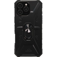 iPhone 16 Pro Case Hülle - Armor mit Silikon-Eckschutz und Stützring - Schwarz
