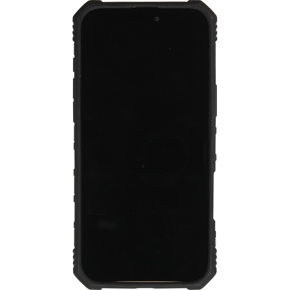 iPhone 16 Pro Case Hülle - Armor mit Silikon-Eckschutz und Stützring - Schwarz