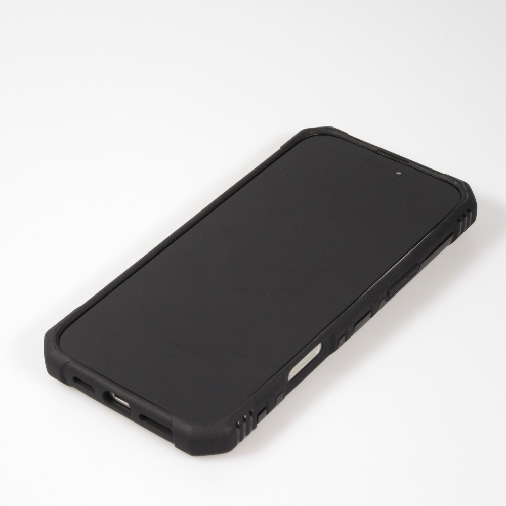 iPhone 16 Pro Case Hülle - Armor mit Silikon-Eckschutz und Stützring - Schwarz