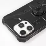 iPhone 16 Pro Case Hülle - Armor mit Silikon-Eckschutz und Stützring - Schwarz