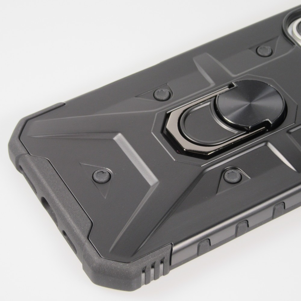 iPhone 16 Pro Case Hülle - Armor mit Silikon-Eckschutz und Stützring - Schwarz