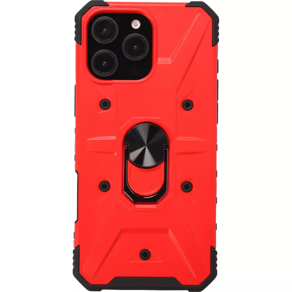 iPhone 16 Pro Case Hülle - Armor mit Silikon-Eckschutz und Stützring - Rot