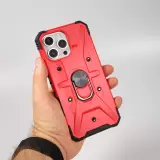 iPhone 16 Pro Case Hülle - Armor mit Silikon-Eckschutz und Stützring - Rot