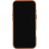 Coque iPhone 16 Pro - Effet cuir avec boutons intégrés et design autour de la caméra - Brun