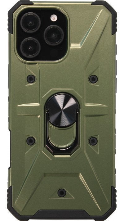 Coque iPhone 16 Pro Max - Armor avec protection des coins en silicone et anneau de soutien - Vert
