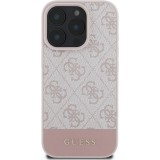 Coque iPhone 16 Pro Max - Guess pattern 4G avec logo 3D doré - Rose