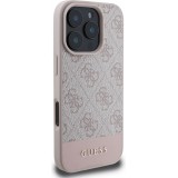 Coque iPhone 16 Pro Max - Guess pattern 4G avec logo 3D doré - Rose