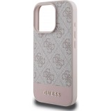 Coque iPhone 16 Pro Max - Guess pattern 4G avec logo 3D doré - Rose