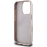Coque iPhone 16 Pro Max - Guess pattern 4G avec logo 3D doré - Rose