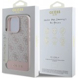 Coque iPhone 16 Pro Max - Guess pattern 4G avec logo 3D doré - Rose