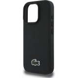Coque iPhone 16 Pro - Pack Lacoste Iconique Petit Piqué avec logo tissé et câble de données USB-C vers USB-C - Noir