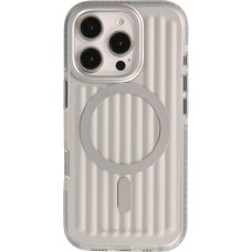 Coque iPhone 16 Pro Max - Puloka MagSafe élégante minimaliste et douce en silicone souple - Argent