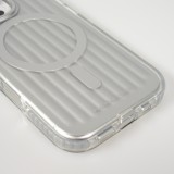 Coque iPhone 16 Pro Max - Puloka MagSafe élégante minimaliste et douce en silicone souple - Argent