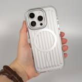 Coque iPhone 16 Pro Max - Puloka MagSafe élégante minimaliste et douce en silicone souple - Argent