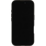 Coque iPhone 16 Pro Max - Rayée en plastique dur avec renforts en silicone protection antichoc au design texturé - Noir