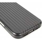 Coque iPhone 16 Pro Max - Rayée en plastique dur avec renforts en silicone protection antichoc au design texturé - Noir