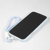 Coque iPhone 16 Pro Max - Silicone Soft Touch MagSafe avec vagues et lani&egrave;re - Bleu