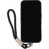 Coque iPhone 16 Pro Max - Silicone Soft Touch MagSafe avec vagues et lani&egrave;re - Noir