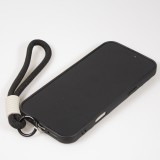 Coque iPhone 16 Pro Max - Silicone Soft Touch MagSafe avec vagues et lani&egrave;re - Noir
