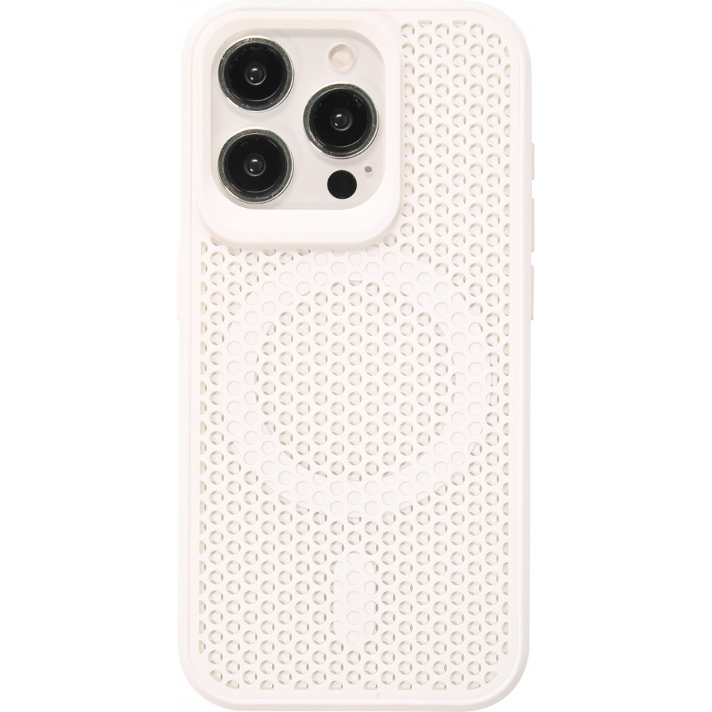 Coque iPhone 15 Pro Max - Ultra-légère et aérée avec look grille compatible MagSafe - Blanc