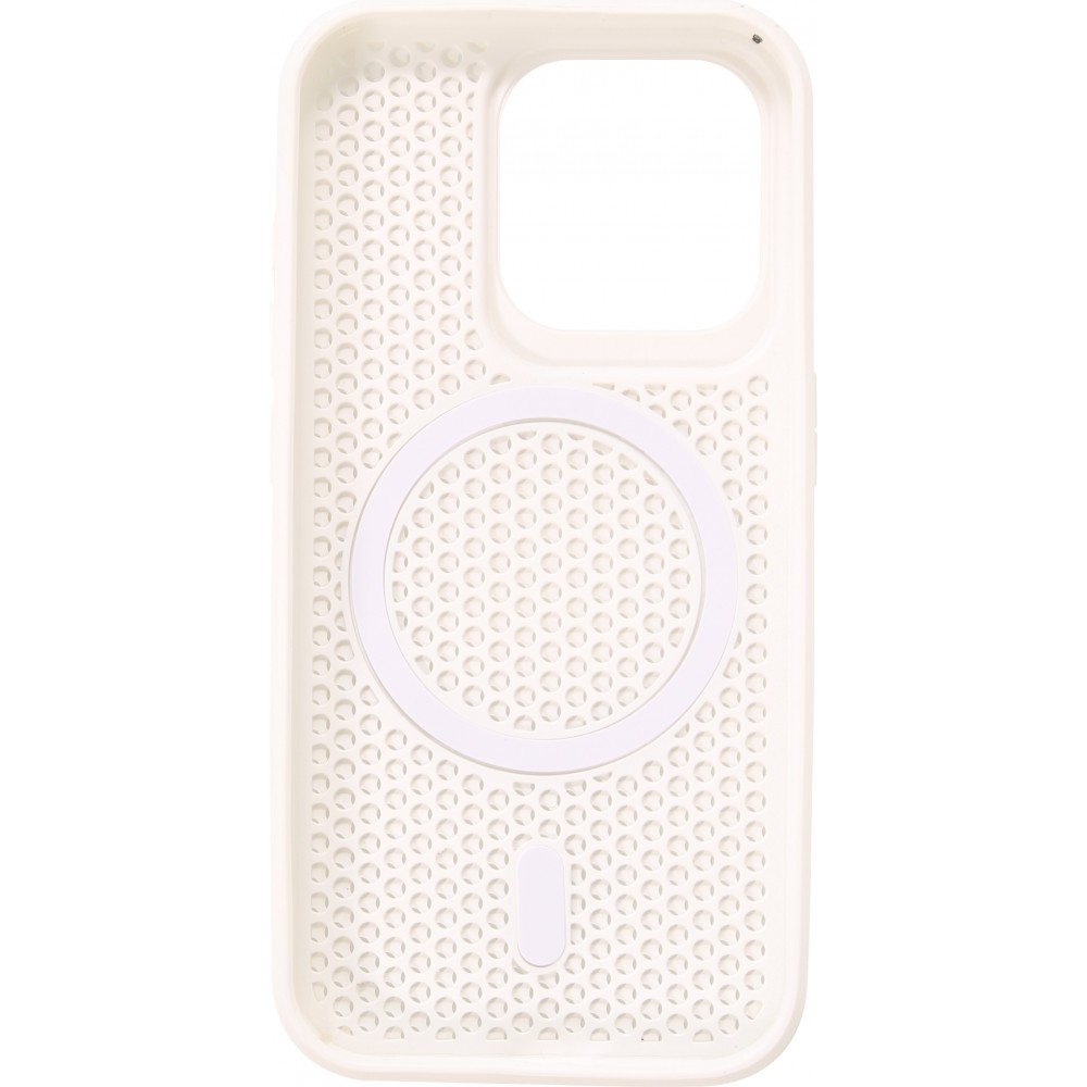 Coque iPhone 15 Pro Max - Ultra-légère et aérée avec look grille compatible MagSafe - Blanc