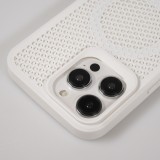 Coque iPhone 15 Pro Max - Ultra-légère et aérée avec look grille compatible MagSafe - Blanc