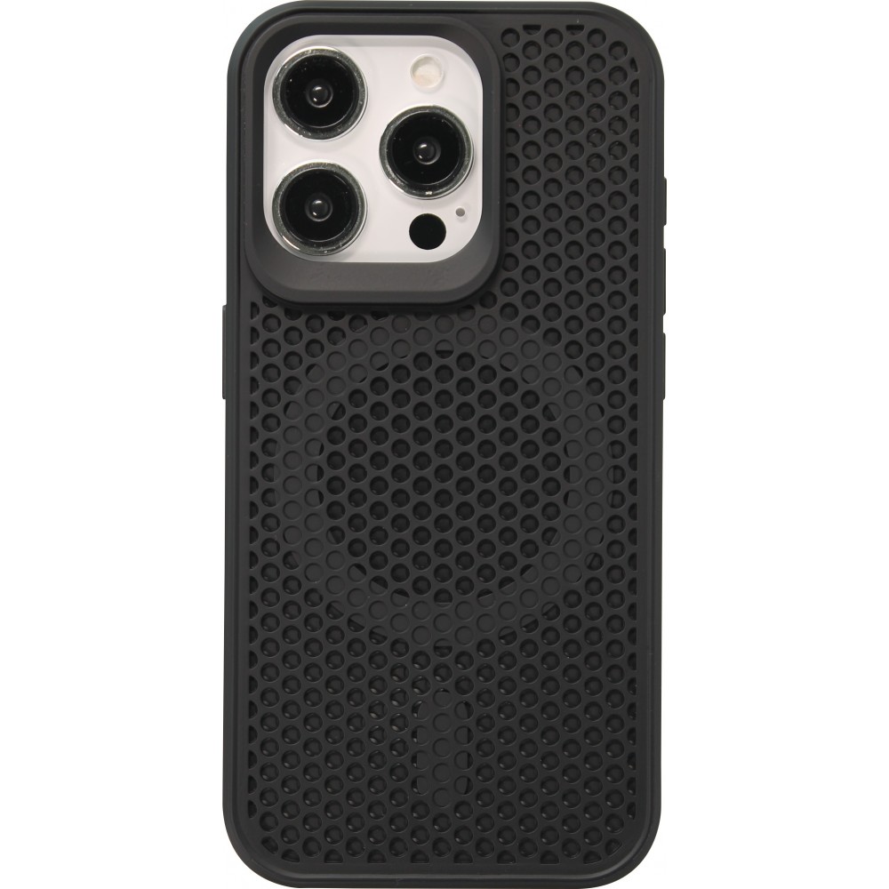 Coque iPhone 15 Pro Max - Ultra-légère et aérée avec look grille compatible MagSafe - Noir