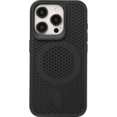Coque iPhone 15 Pro Max - Ultra-légère et aérée avec look grille compatible MagSafe - Noir